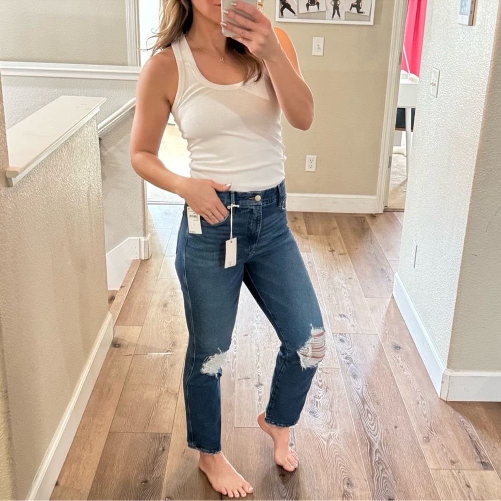 Good American Good Curve distressed Straight leg jeans